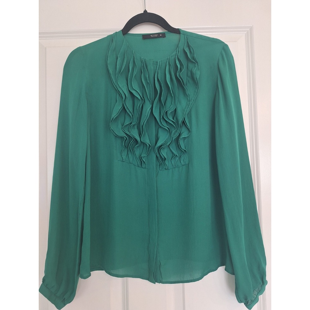 Etro Green Silk Bluase Size 38